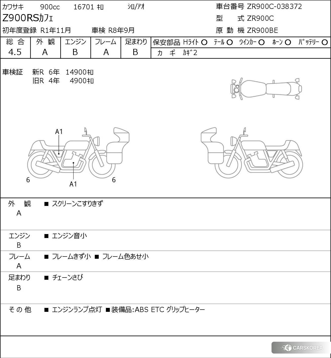 Проданный Kawasaki Z900RS CAFE 2019 из Японии, фото 5