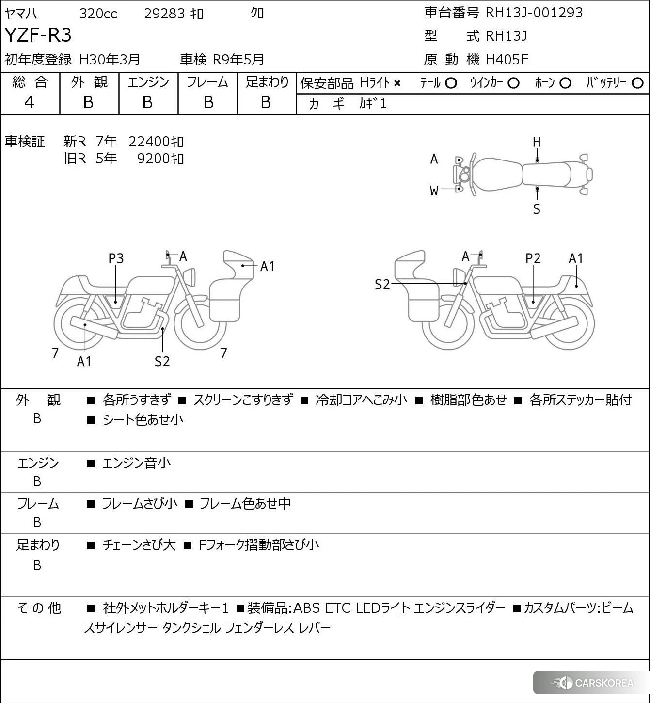 Проданный Yamaha YZF-R3 id 3970383 из Японии