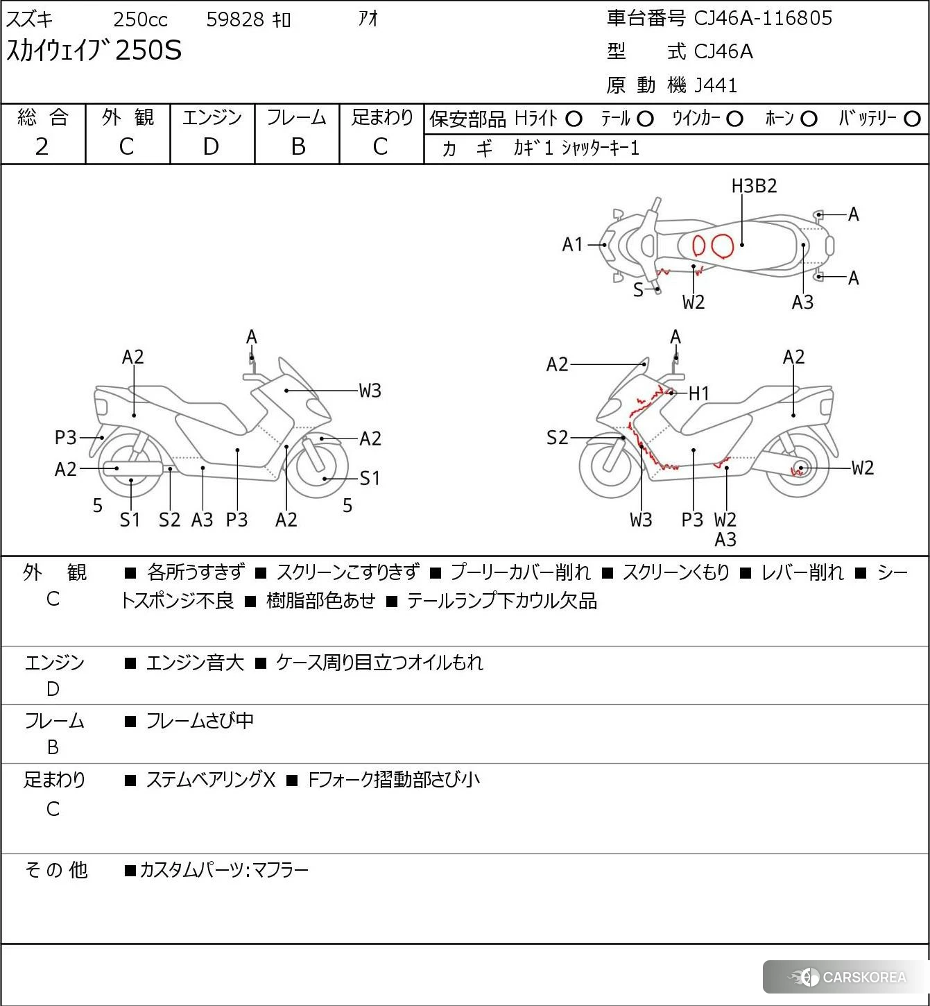 Проданный Suzuki SKYWAVE 250S id 3947337 из Японии, фото 5