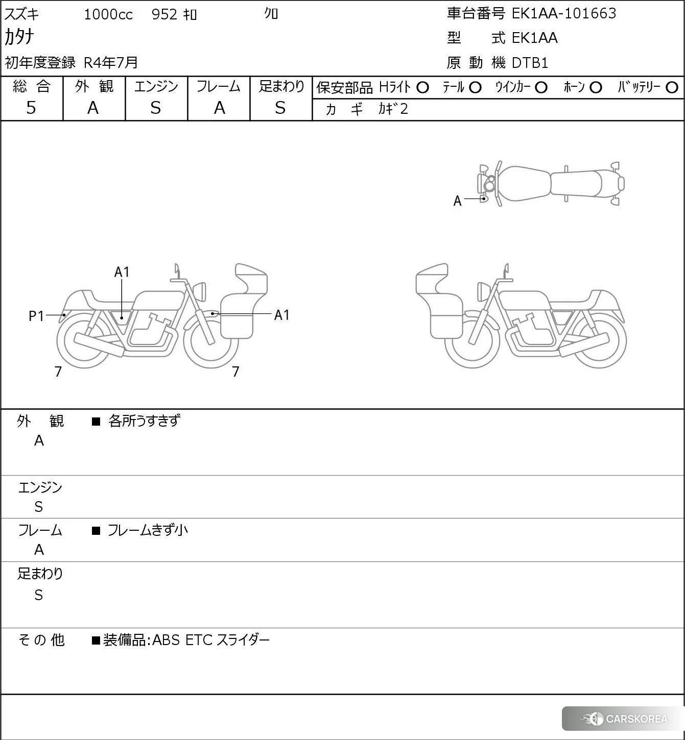 Проданный Suzuki GSX-S1000S Katana id 3947560 из Японии, фото 5