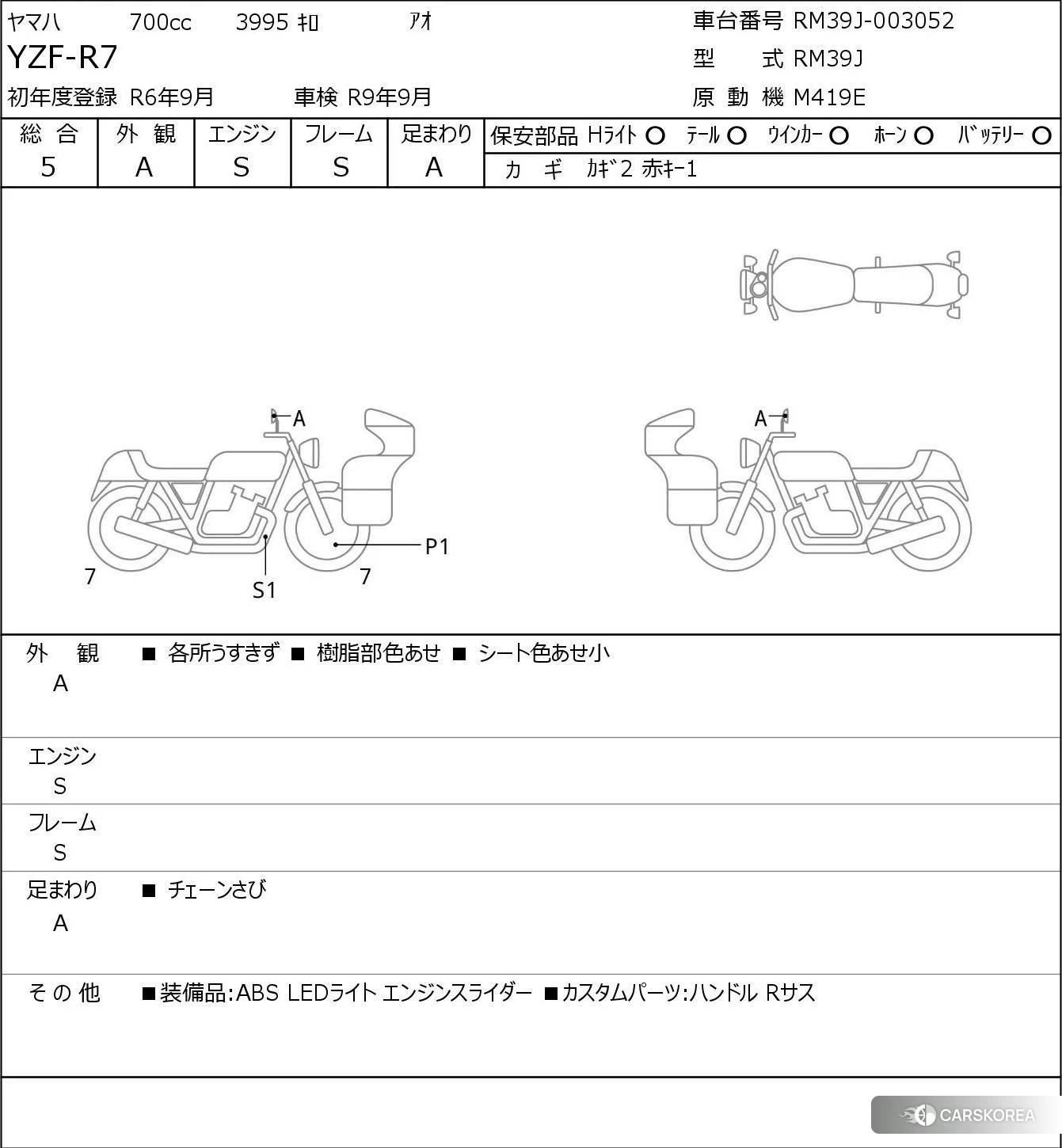 Проданный Yamaha YZF-R7 id 4193764 из Японии, фото 5