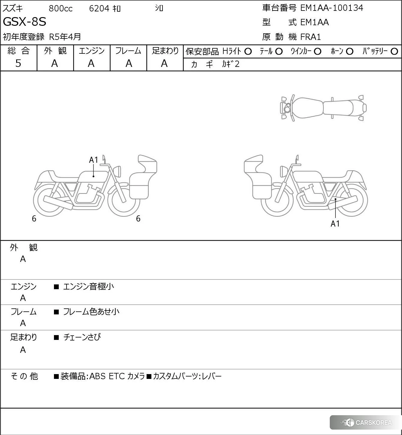 Проданный Suzuki GSX-8S id 3947451 из Японии, фото 5