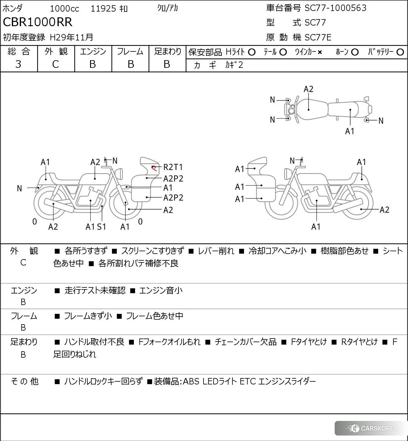 Проданный Honda CBR1000RR id 3947398 из Японии, фото 5
