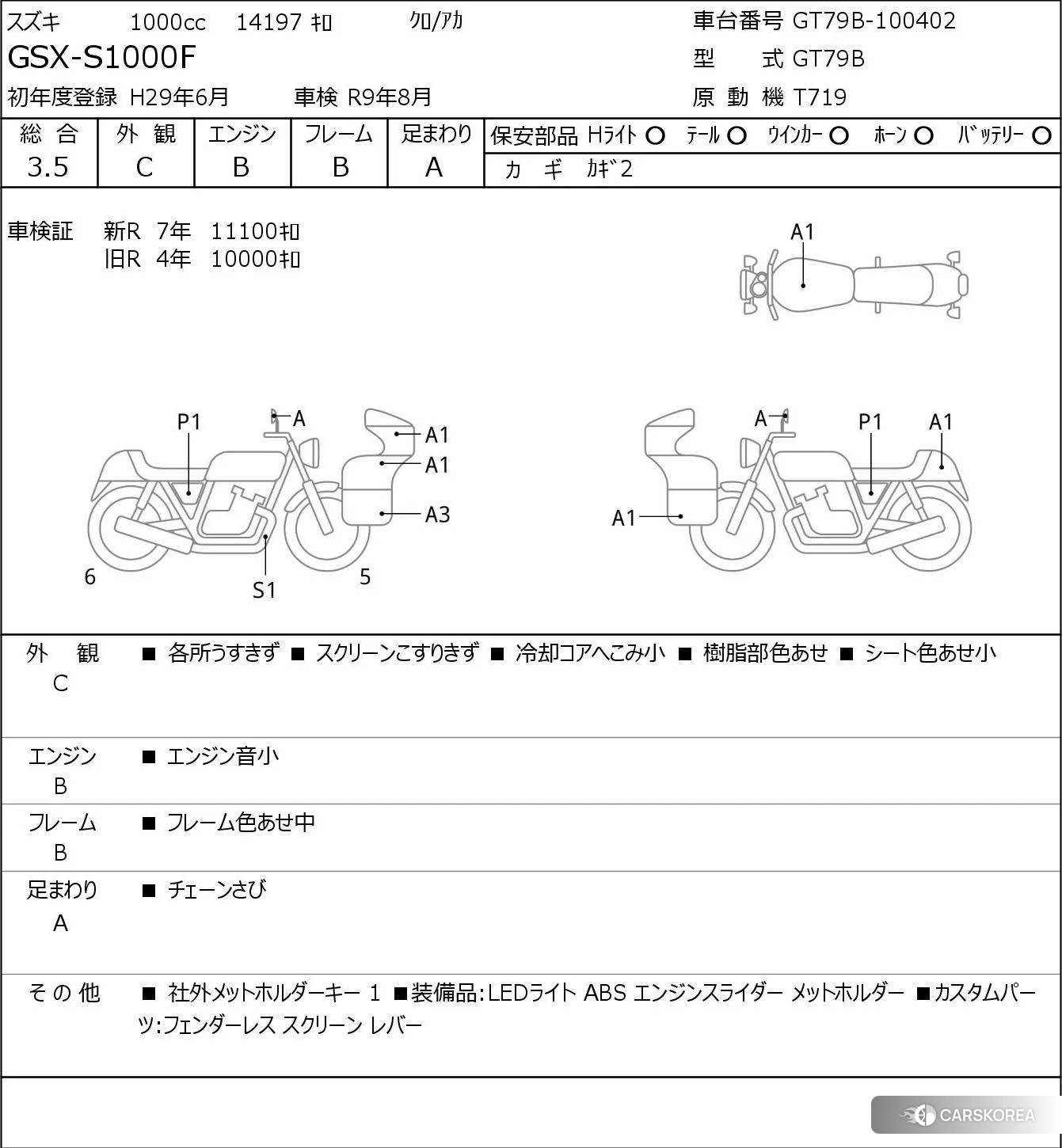 Проданный Suzuki GSX-S1000F id 4200331 из Японии, фото 5