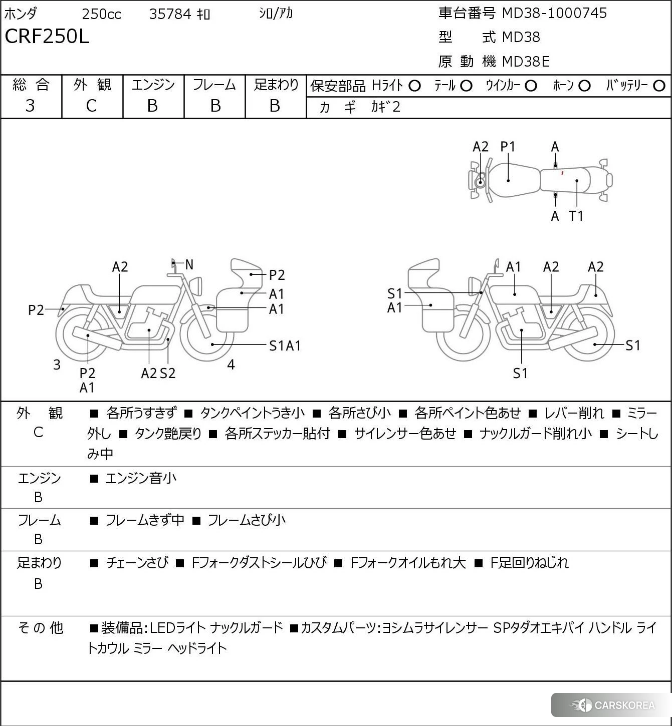 Проданный Honda CRF250L id 3949839 из Японии, фото 5