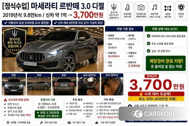 Maserati Levante 2019 Серый из Кореи