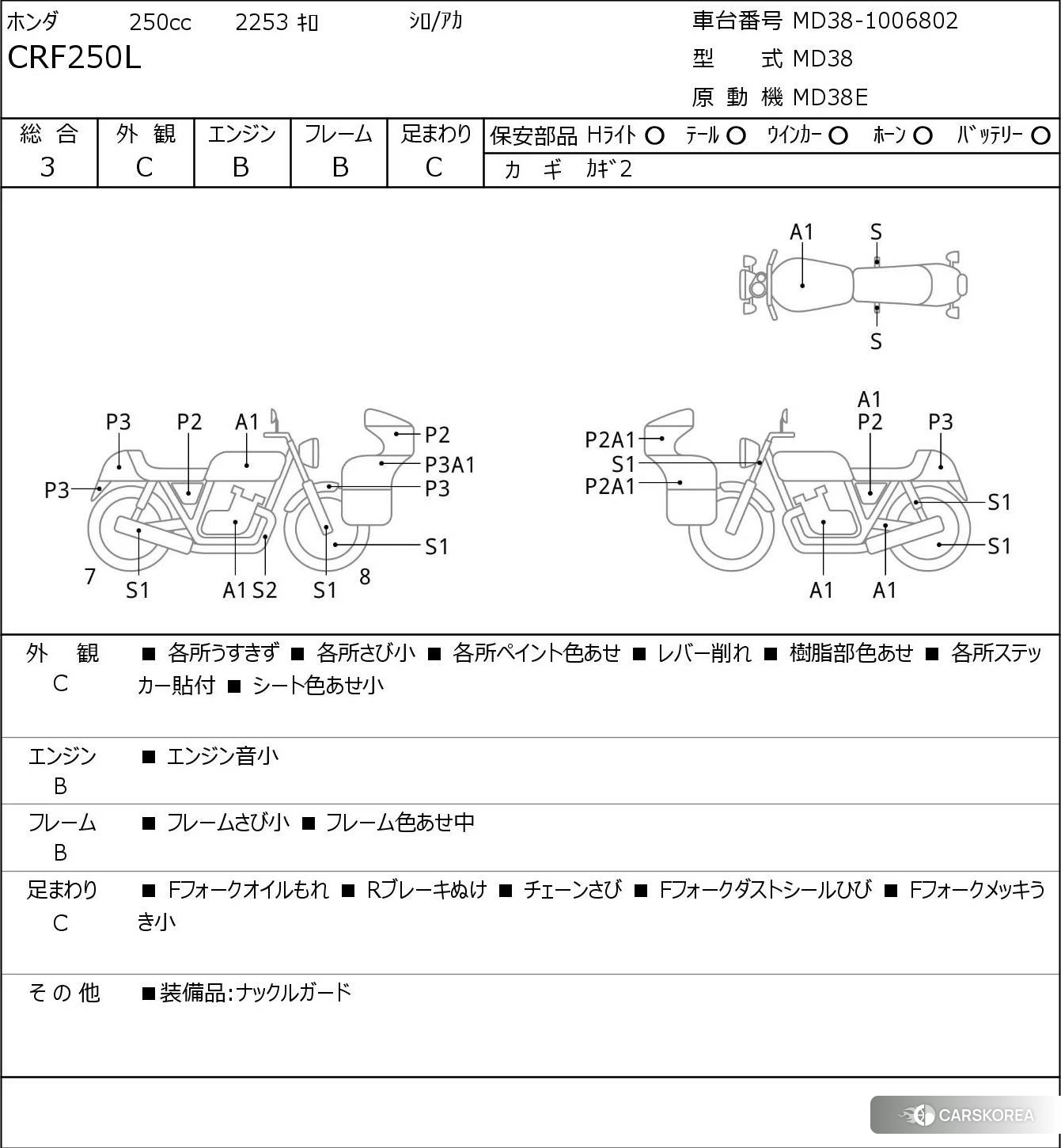 Проданный Honda CRF250L id 4206107 из Японии