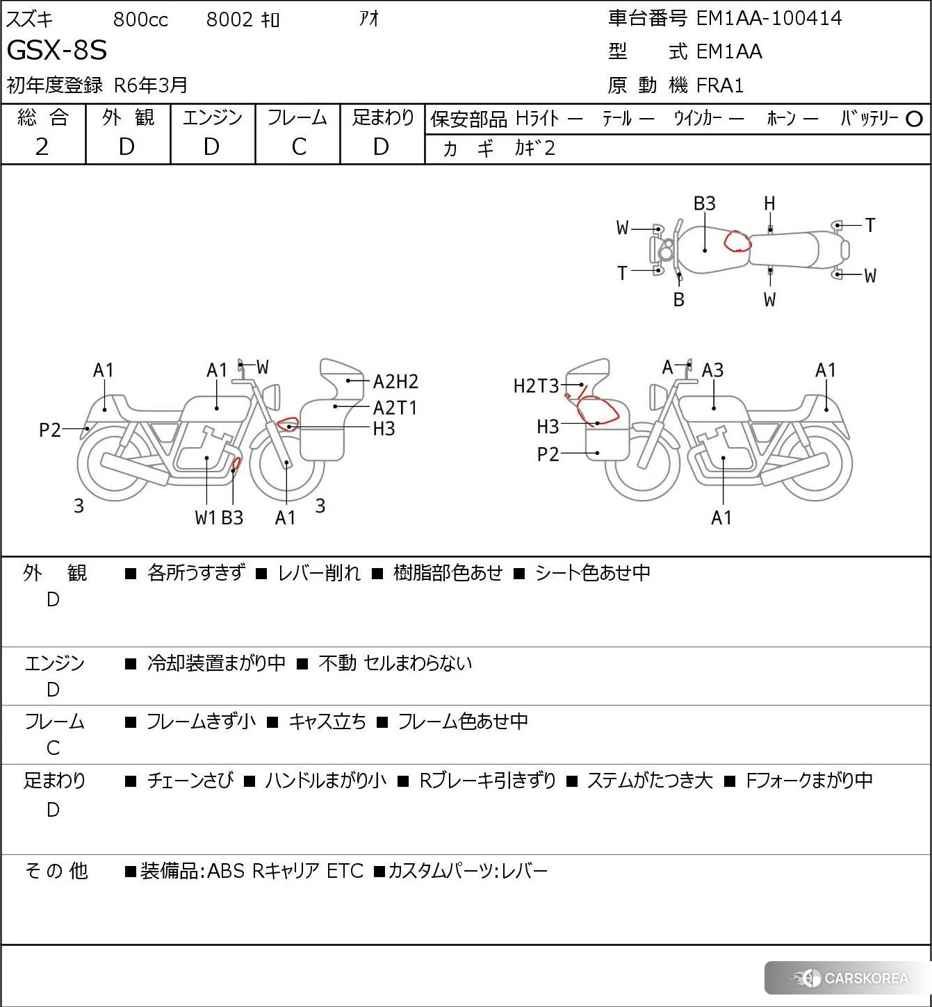 Проданный Suzuki GSX-8S id 3970204 из Японии, фото 5
