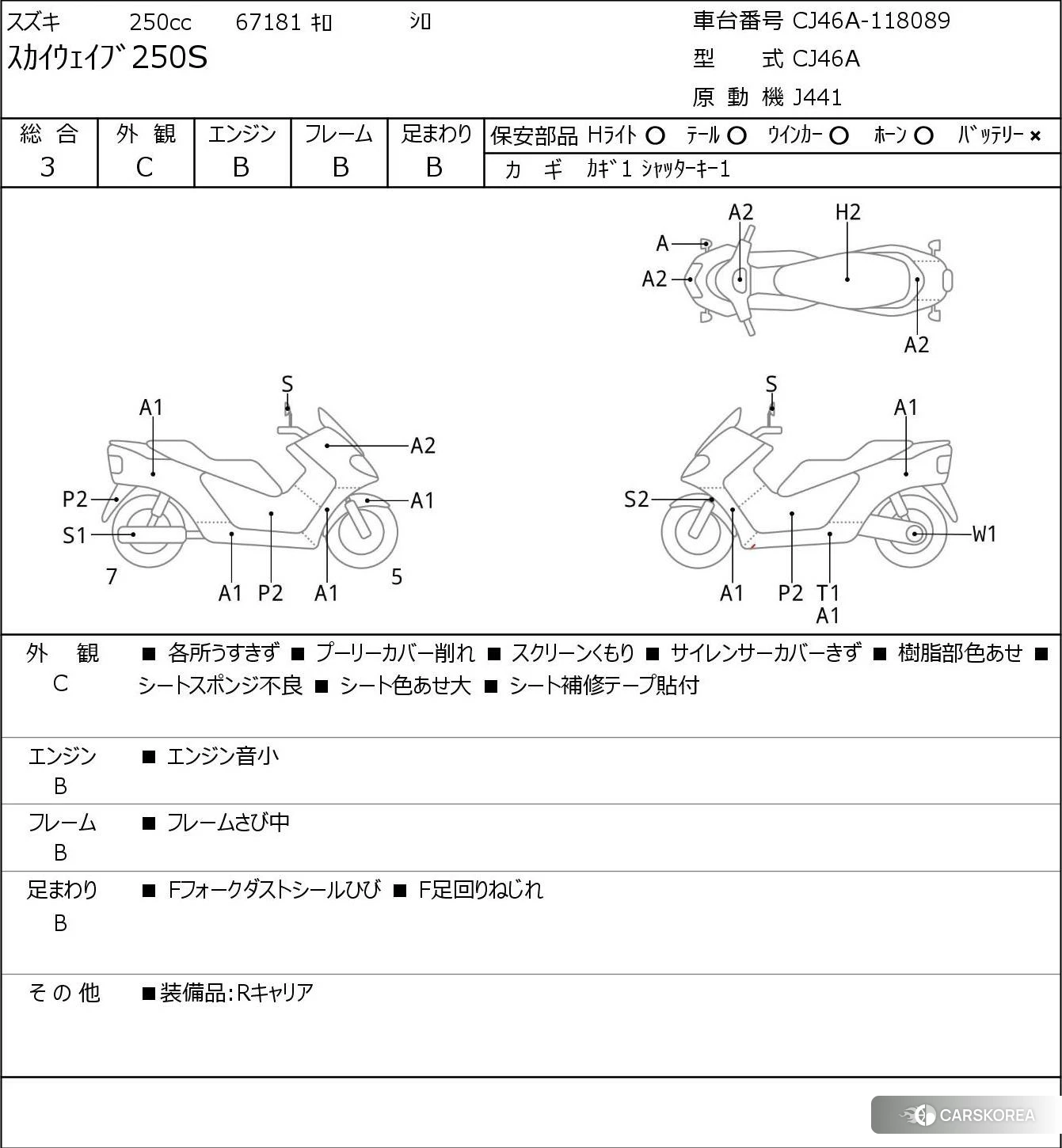 Проданный Suzuki SKYWAVE 250S id 3970191 из Японии, фото 5