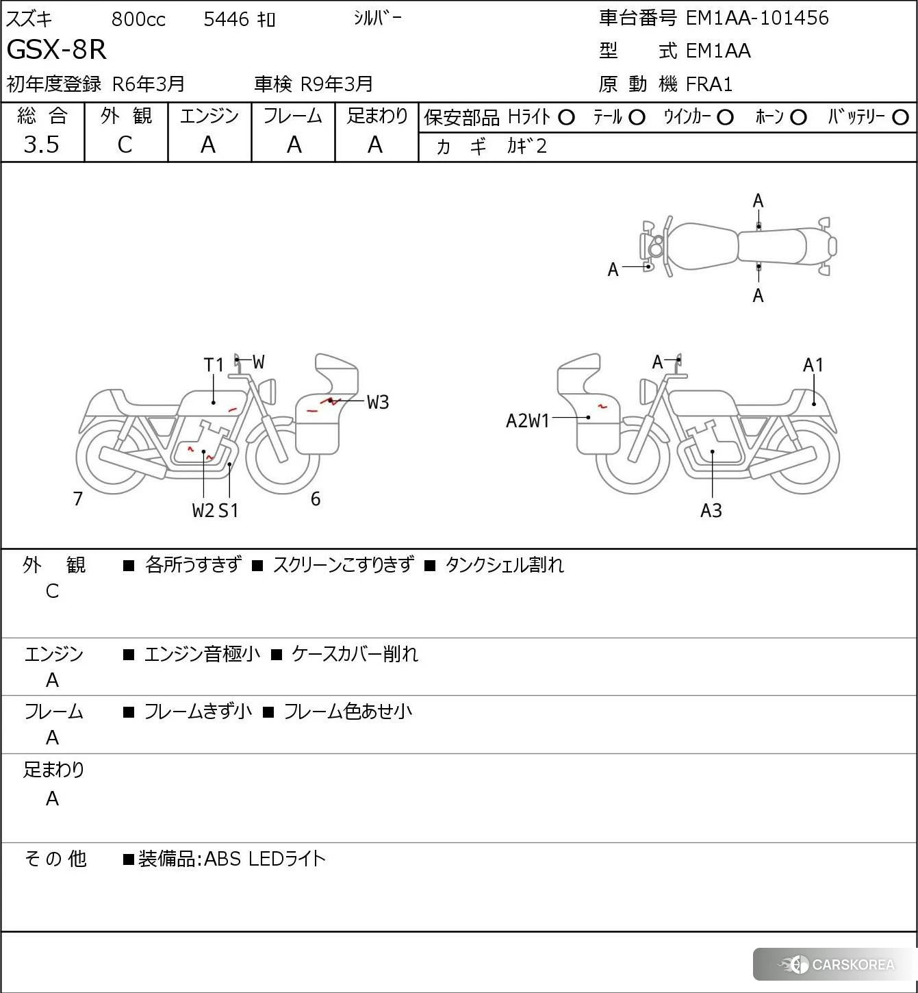 Проданный Suzuki GSX-8R id 4206202 из Японии, фото 5