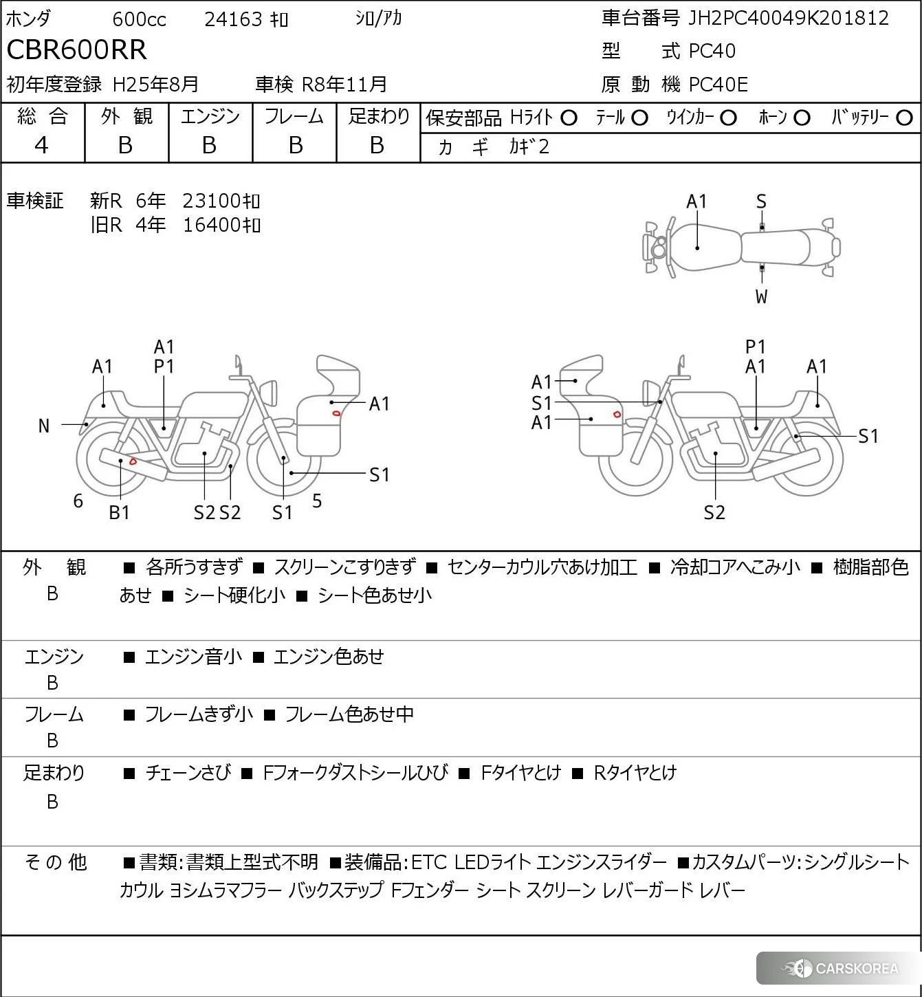 Проданный Honda CBR600RR id 4193768 из Японии, фото 5
