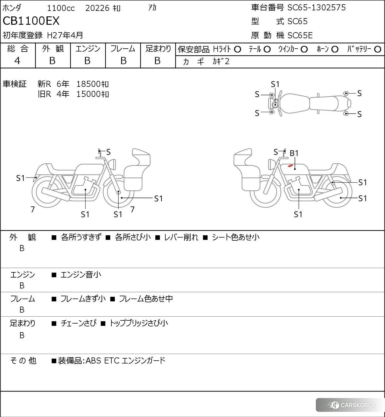 Проданный Honda CB1100EX id 3949991 из Японии, фото 5