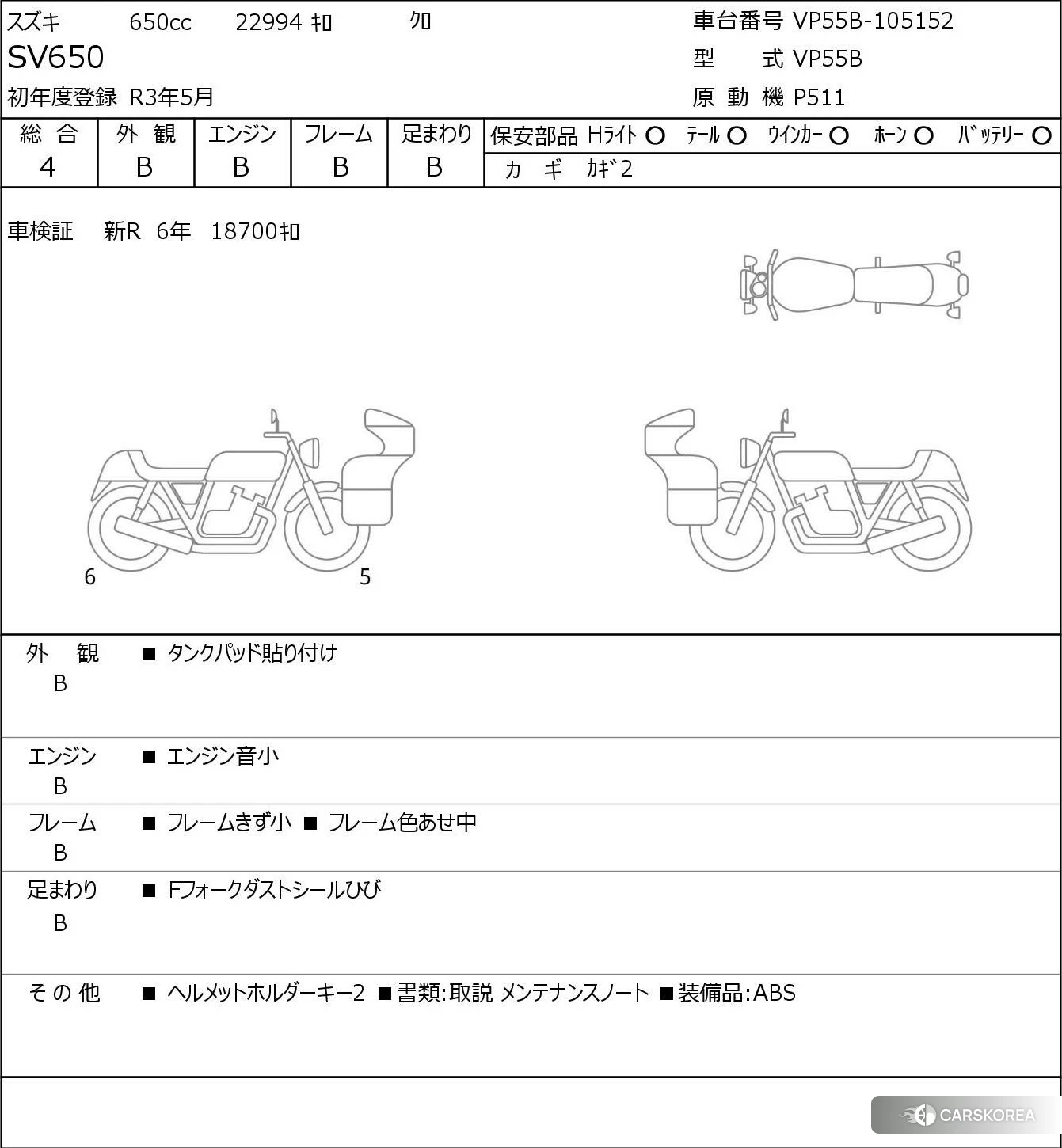 Проданный Suzuki SV650 id 3947459 из Японии, фото 5