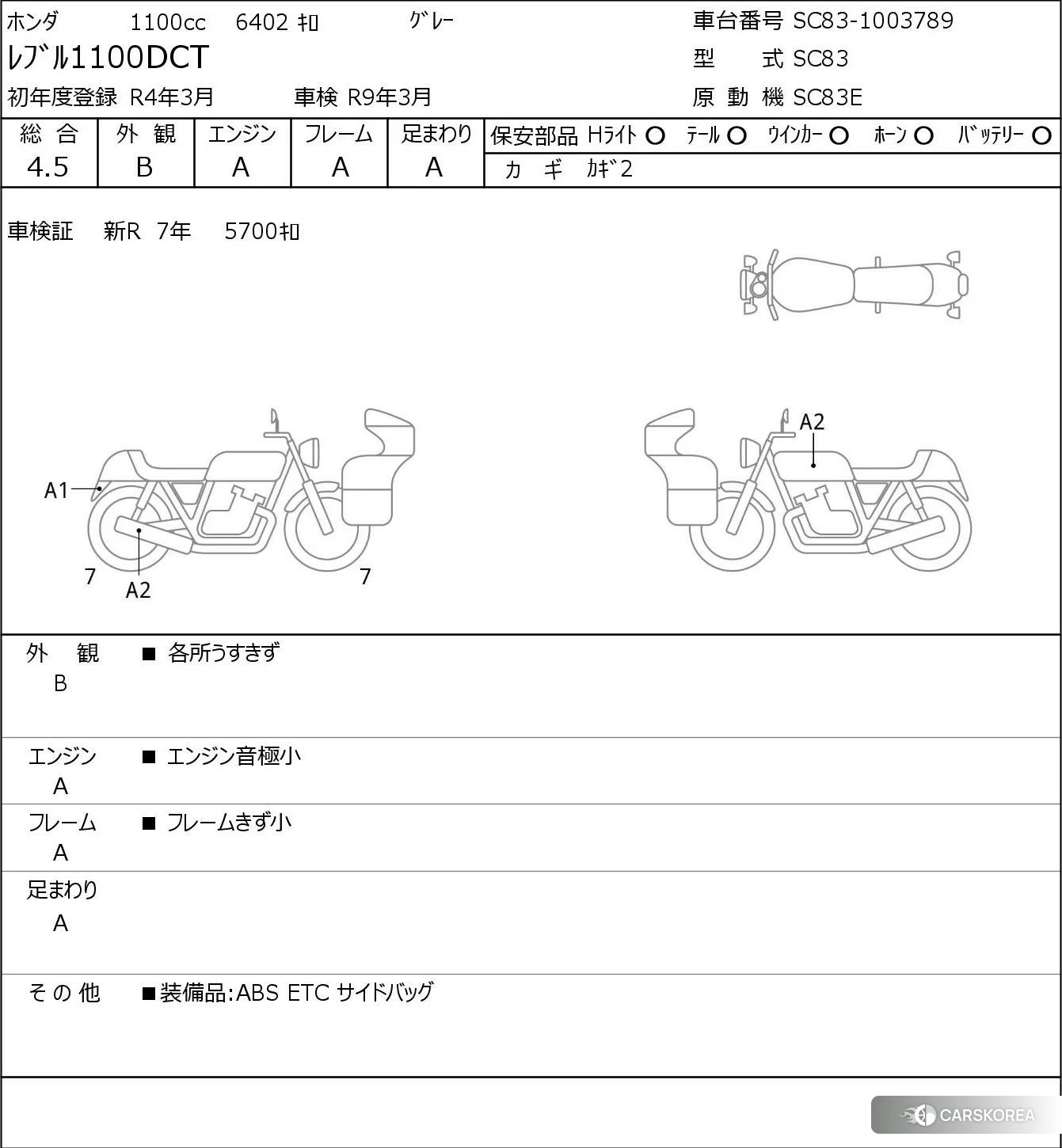 Проданный Honda REBEL 1100 DCT id 3945948 из Японии, фото 5