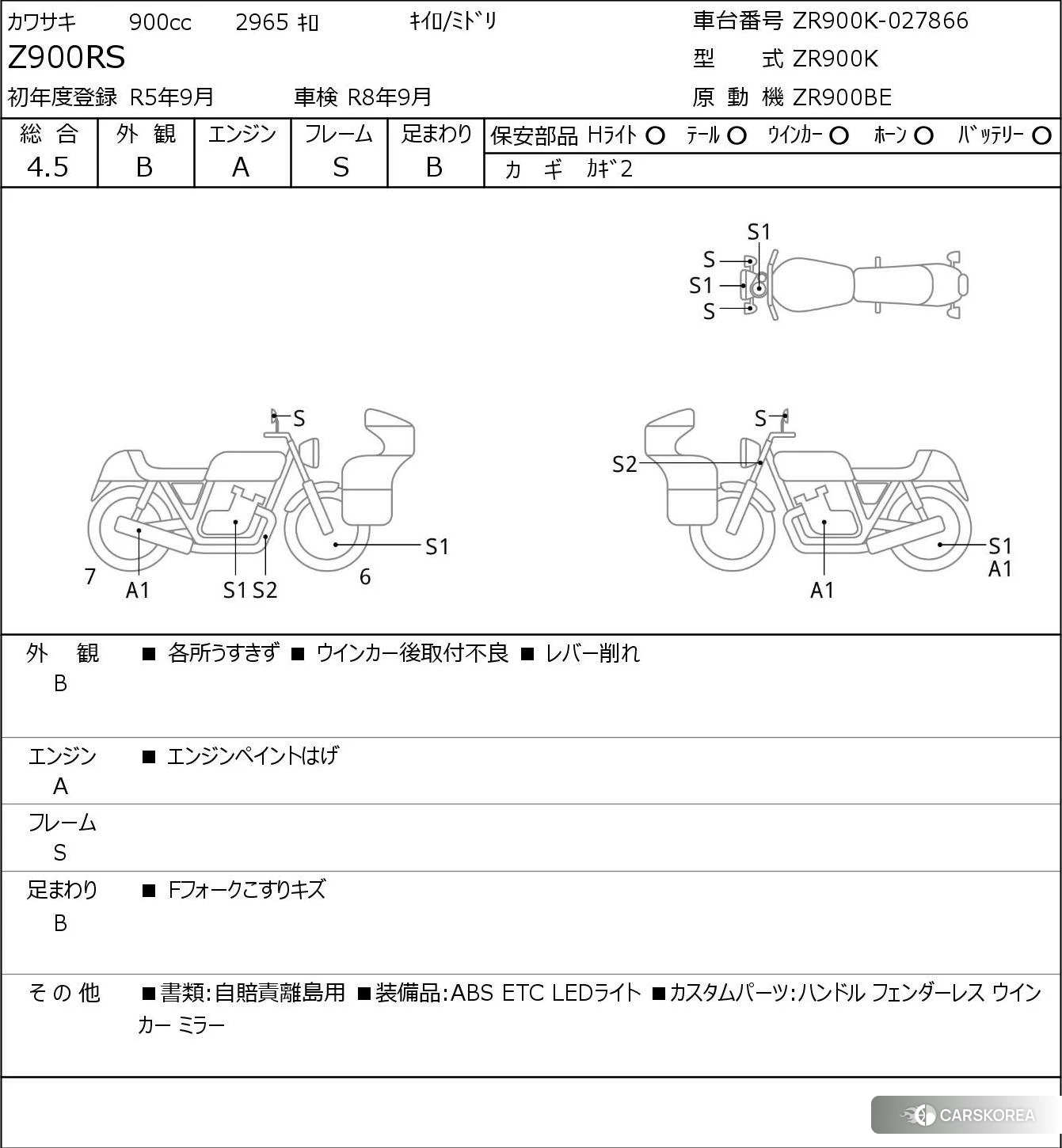 Проданный Kawasaki Z900RS 2023 из Японии