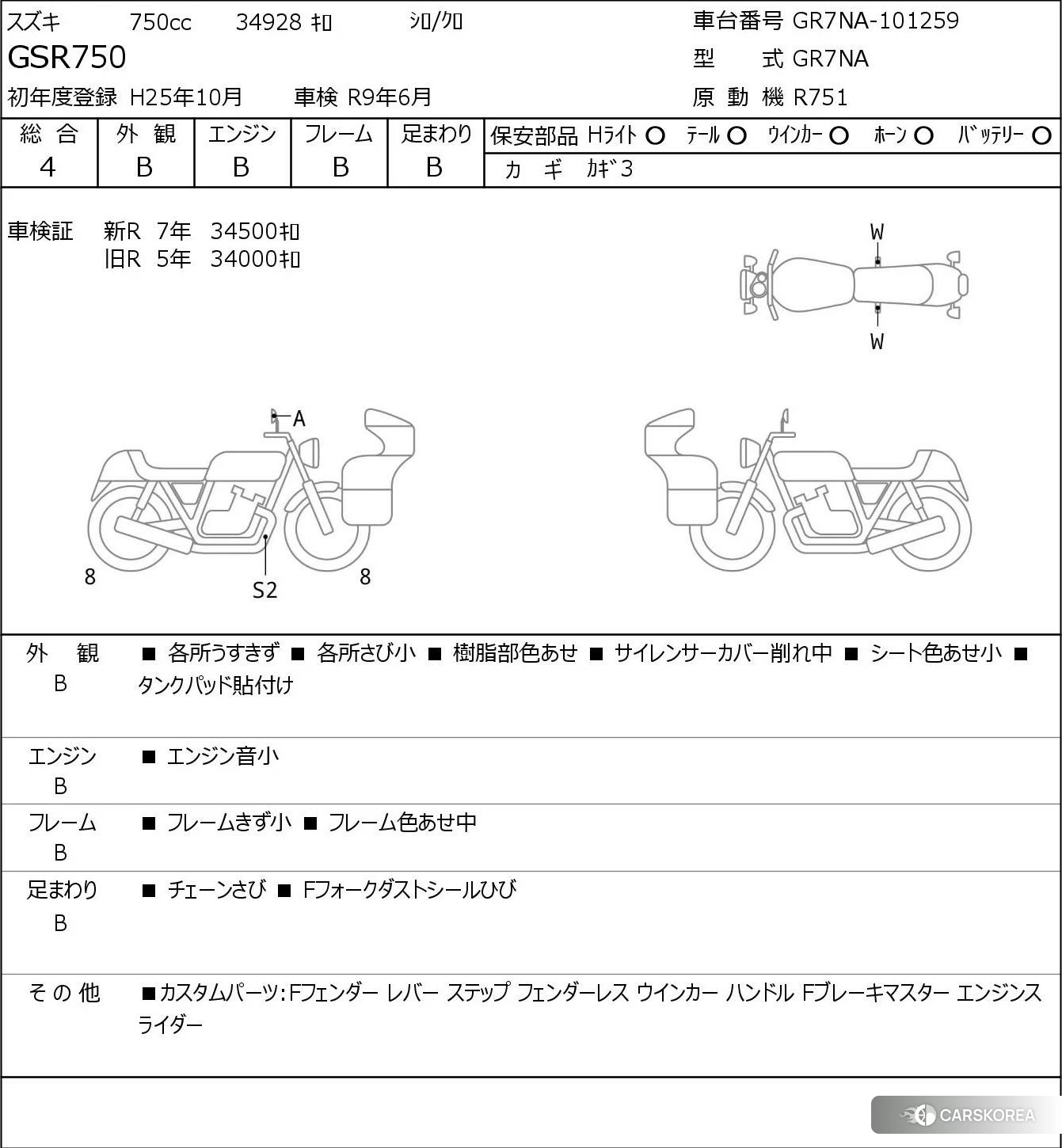 Проданный Suzuki GSR750 id 4193840 из Японии, фото 5