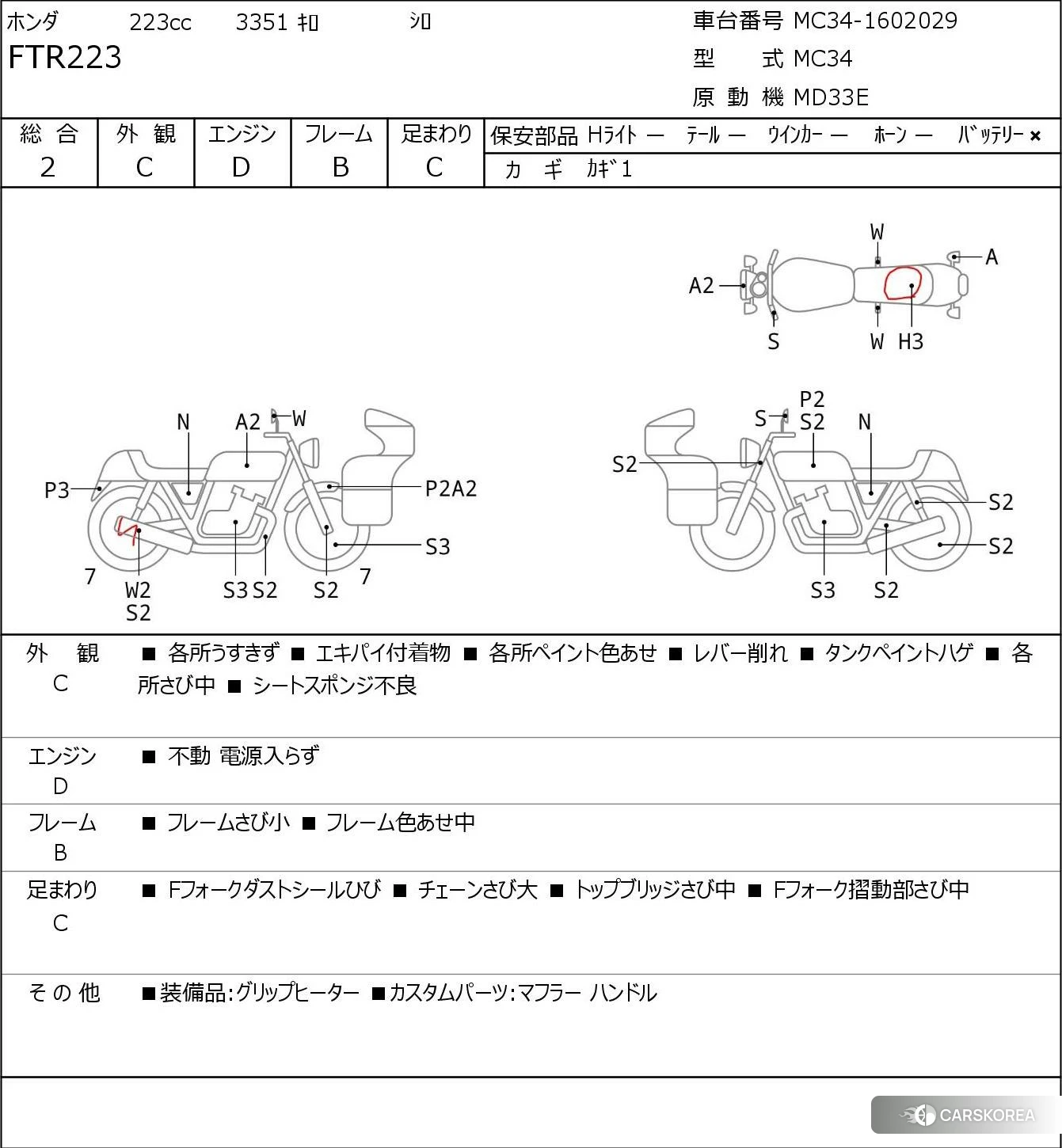 Проданный Honda FTR223 id 3950003 из Японии, фото 5