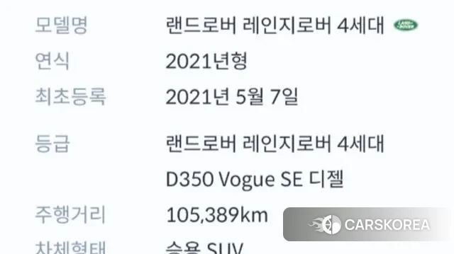 Land Rover Range Rover 4th Generation 2021 Черный из Кореи, фото 3