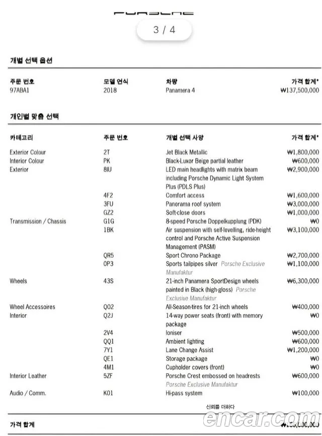 Porsche Panamera (971) id 2723560 из Кореи 8