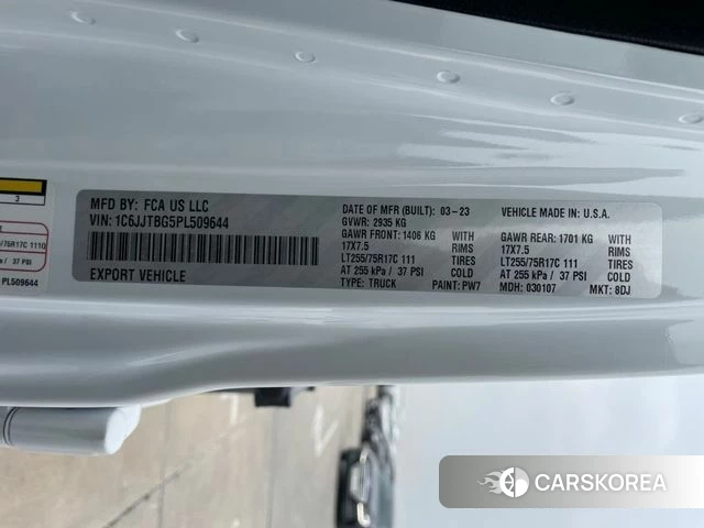 Jeep Gladiator (JT) id 3891416 из Кореи 10