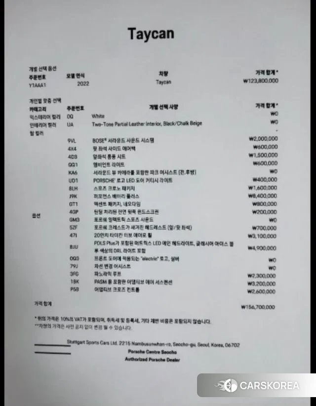 Porsche Taycan id 3685964 из Кореи 10