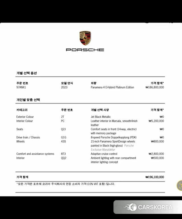 Porsche Panamera (971) id 4500394 из Кореи 10