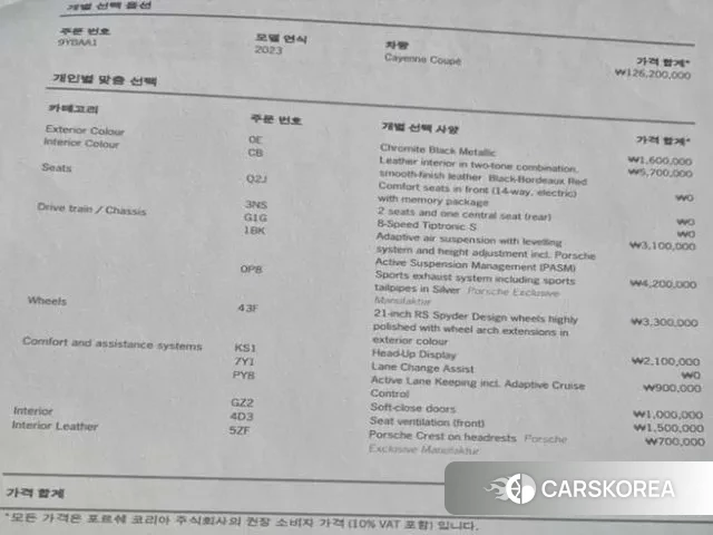 Porsche Cayenne (PO536) id 3492306 из Кореи 10