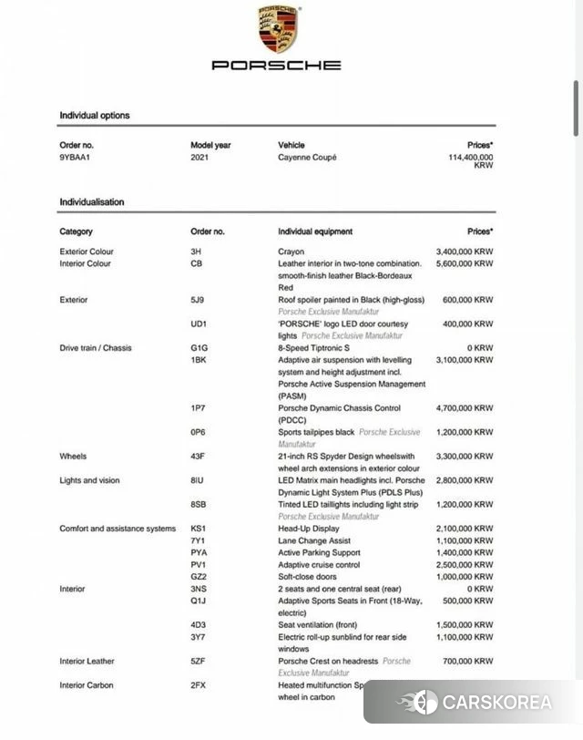 Porsche Cayenne (PO536) id 3827811 из Кореи 11