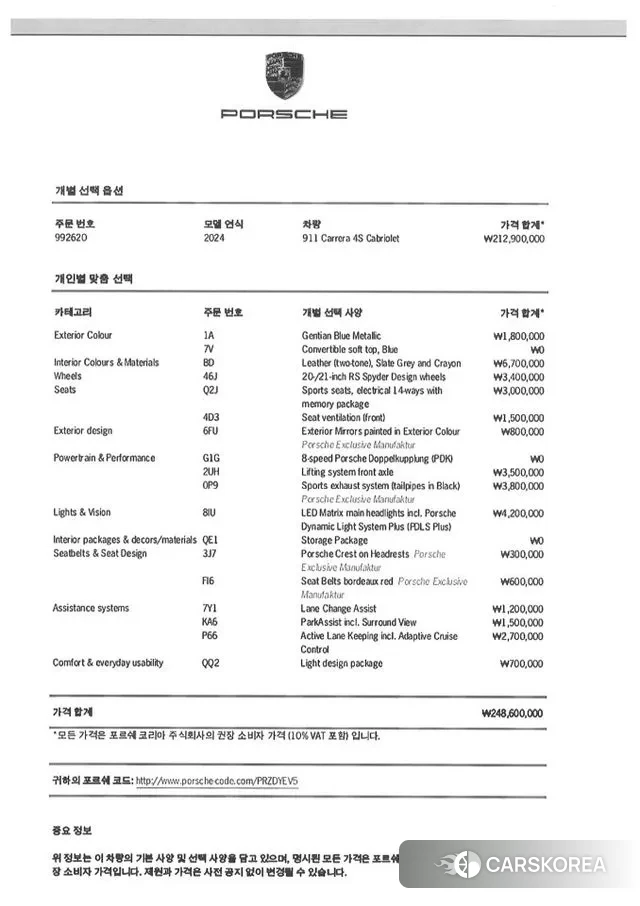 Porsche 911(992) id 3538658 из Кореи 11