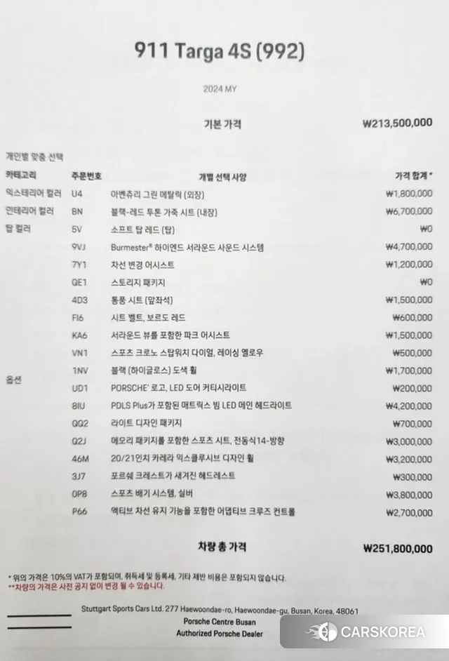 Porsche 911(992) id 3371466 из Кореи 11