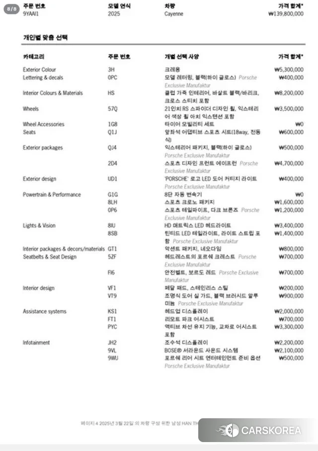 Porsche Cayenne (PO536) id 3769556 из Кореи 11