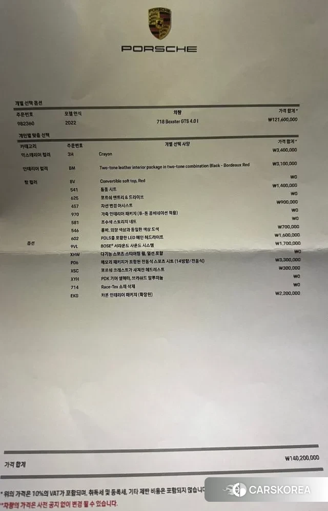 Porsche 718 Boxster id 3771360 из Кореи 11