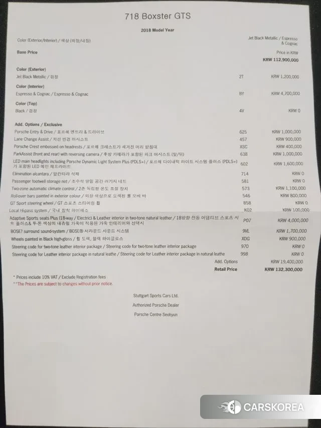 Porsche 718 Boxster id 3669242 из Кореи 11