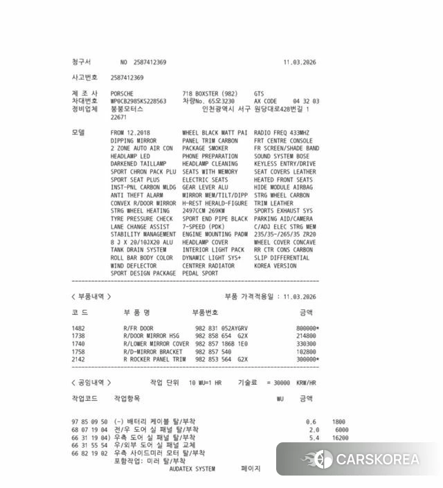 Porsche 718 Boxster id 3893733 из Кореи 11