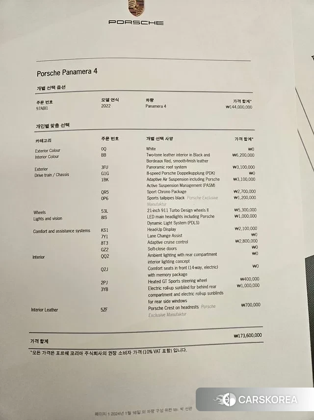 Porsche Panamera (971) id 3735314 из Кореи 11