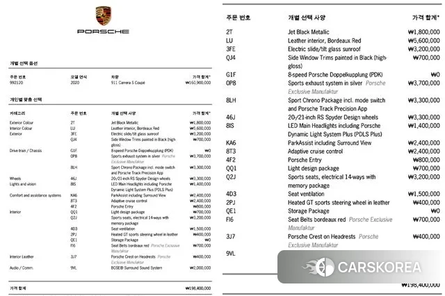Porsche 911(992) id 3733319 из Кореи 11
