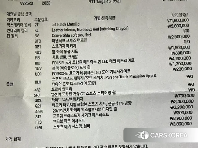 Porsche 911(992) id 2959619 из Кореи 11
