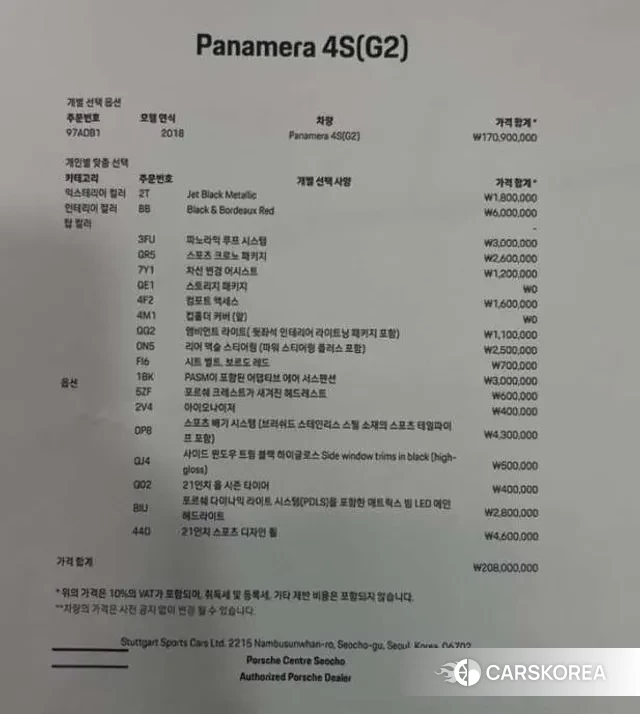 Porsche Panamera (971) id 2981637 из Кореи 11