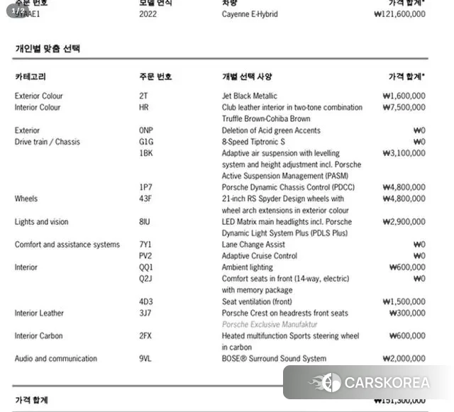 Porsche Cayenne (PO536) id 3529515 из Кореи 11