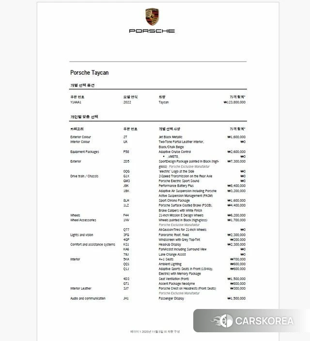 Porsche Taycan id 4337956 из Кореи 11