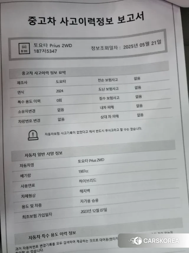 Toyota Prius 5th Generation id 2973284 из Кореи 11