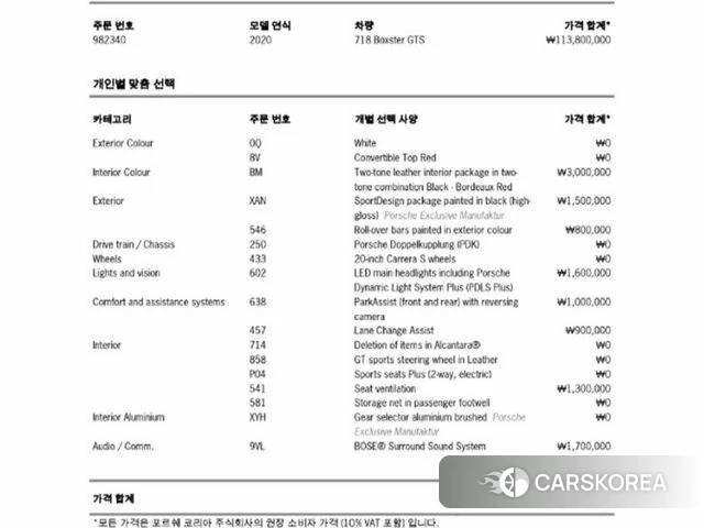 Porsche 718 Boxster id 3828638 из Кореи 11