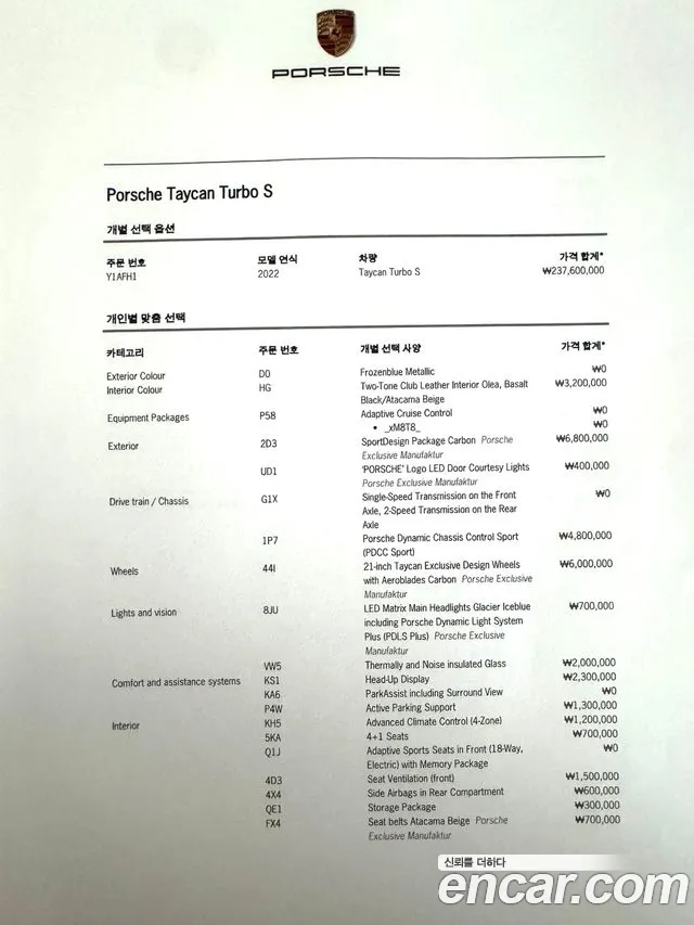 Porsche Taycan id 2727377 из Кореи 12