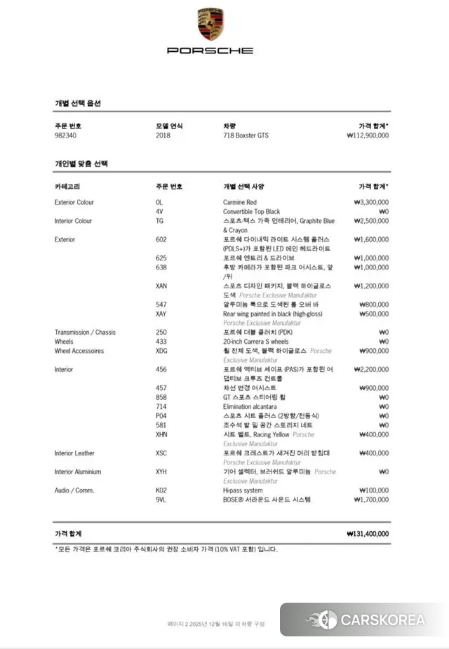 Porsche 718 Boxster id 3494687 из Кореи 11