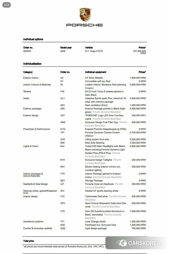 Porsche 911(992) id 4700860 из Кореи 25