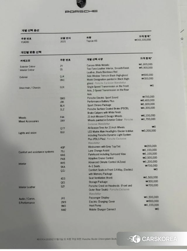 Porsche Taycan id 3843425 из Кореи 14