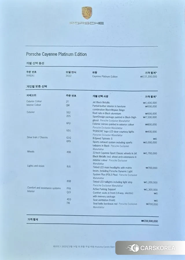 Porsche Cayenne (PO536) id 3338797 из Кореи 14