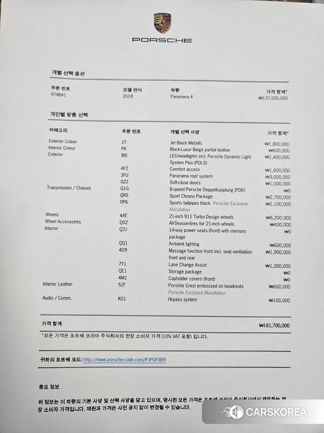 Porsche Panamera (971) id 3536431 из Кореи 15
