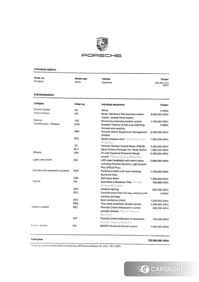 Porsche Cayenne (PO536) id 3214869 из Кореи 15