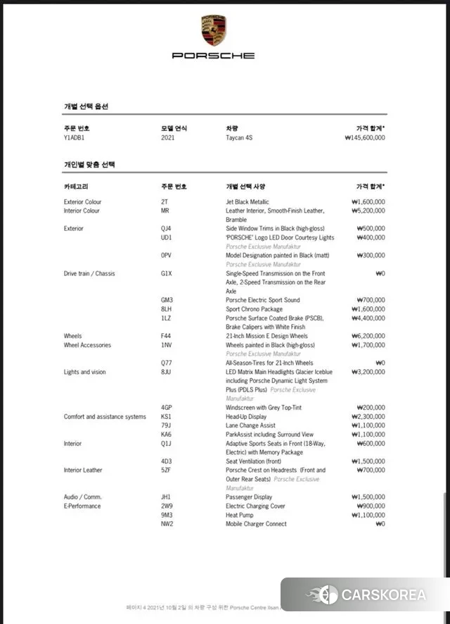 Porsche Taycan id 2985020 из Кореи 16